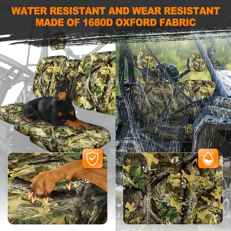 BORDAN UTV Waterproof Seat Cover for Can-Am Defender DPS MAX 6X6 PRO 2016-2025, Heavy Duty 1680D Camo Seat Covers Set for UTV Can-Am Full Protection Outdoor(8 PCS) - Image 2
